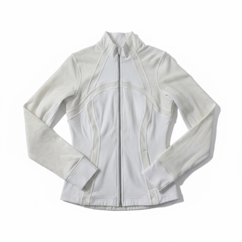 Lululemon Define Jacket Flocked Velvet Texture Size 8 Lace White /Ivory W4AYPS